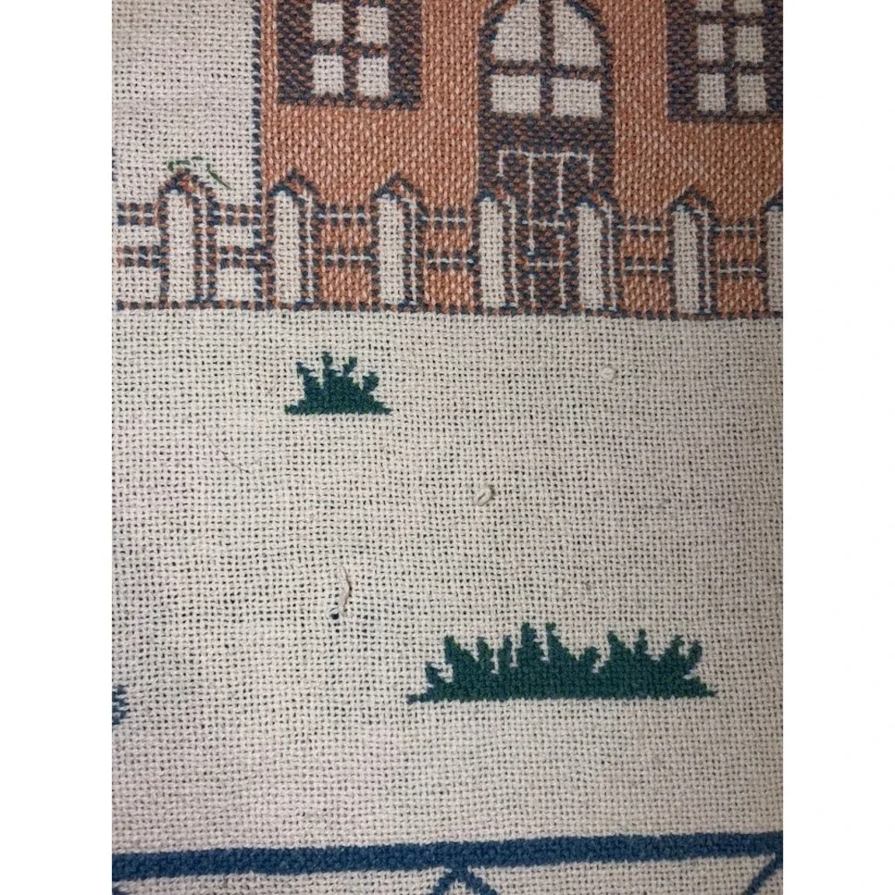 Vintage Home Sweet Home Woven Tapestry Throw Blanket Fringed Cottagecore 48x34